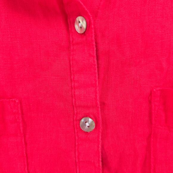 Rachel Zoe Women Red 100% Linen Relaxed Fit Long Sleeve Shell Button Down M - Picture 7 of 12